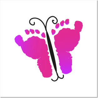 Baby footprints and butterfly Posters and Art